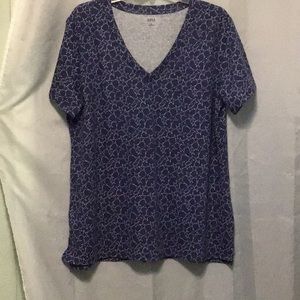 a.n.a. Women’s XL Short Sleeved Knit T-shirt Top,Blue/White Stars